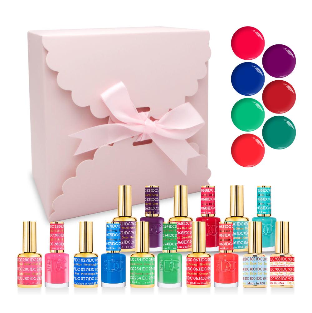 DND DC Holiday Gift Bundle: 7 Gel & Lacquer, 1 Base Top 800 - 900 - 280, 027, 254, 063, 262, 068, 036 - DTK Nail Supply