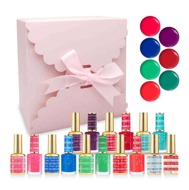 DND DC Holiday Gift Bundle: 7 Gel & Lacquer, 1 Base Top 800 - 900 - 280, 027, 254, 063, 262, 068, 036 - DTK Nail Supply