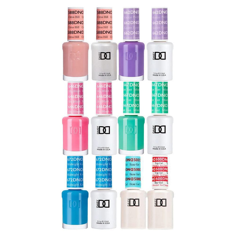 DND Gel Starter Kit: 588, 662, 646, 667, 672, BT 500 - 600 - DTK Nail Supply