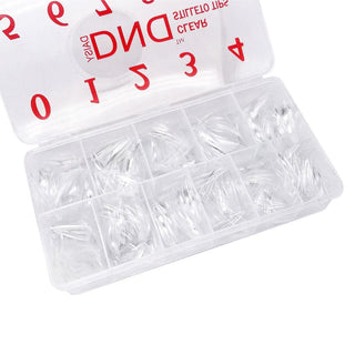  DND Acrylic Stiletto Nail Tips - Clear - 500pcs Box (Sizes #0-10) by DND - Daisy Nail Designs sold by DTK Nail Supply