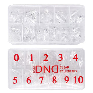  DND Acrylic Stiletto Nail Tips - Clear - 500pcs Box (Sizes #0-10) by DND - Daisy Nail Designs sold by DTK Nail Supply