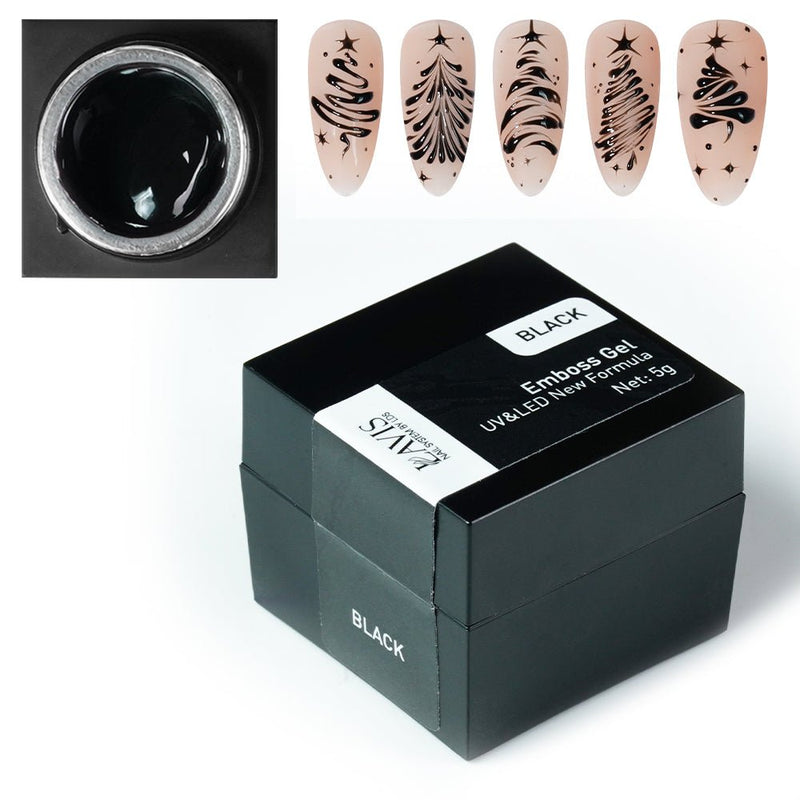 Emboss Gel Polish Nail Art - 5g Black - DTK Nail Supply