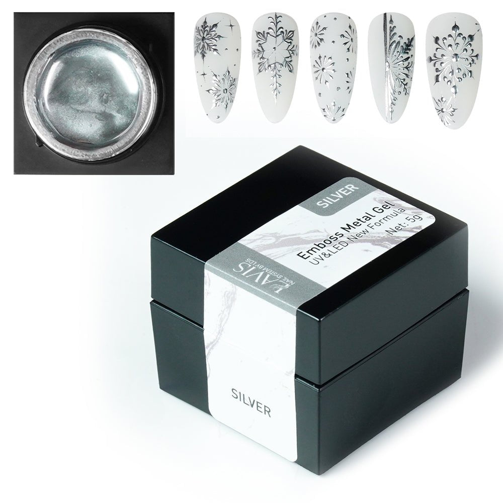 Emboss Gel Polish Nail Art - 5g Silver - DTK Nail Supply