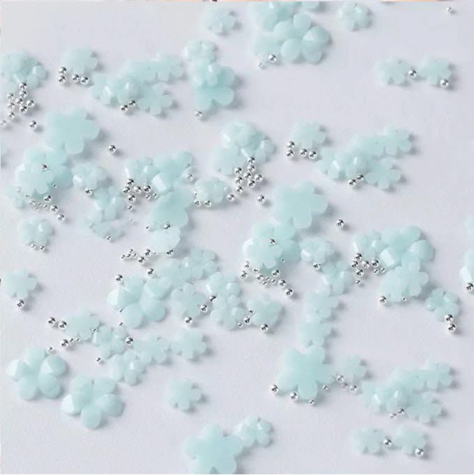 Five Petals 3D Flower Beads & Jewelry Pearl Acrylic Crystal - Blue - DTK Nail Supply