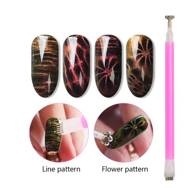 Flower and Stripe Effect Double Sided Magnet - DTK Nail Supply