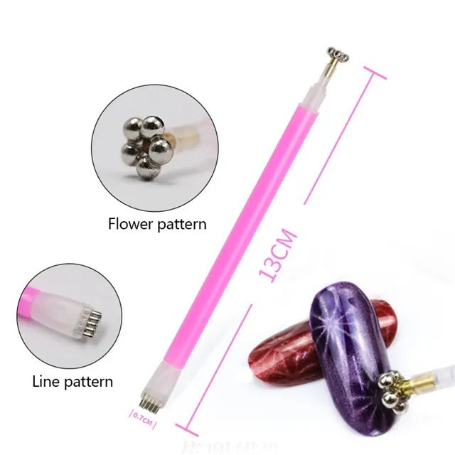 Flower and Stripe Effect Double Sided Magnet - DTK Nail Supply