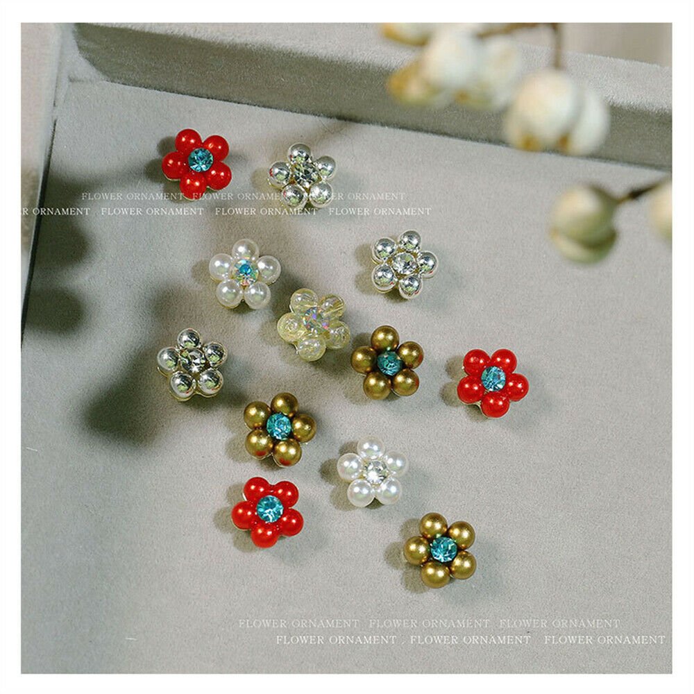 Flower Ornament 6 Grid Pack - Alloy Flowers - DTK Nail Supply