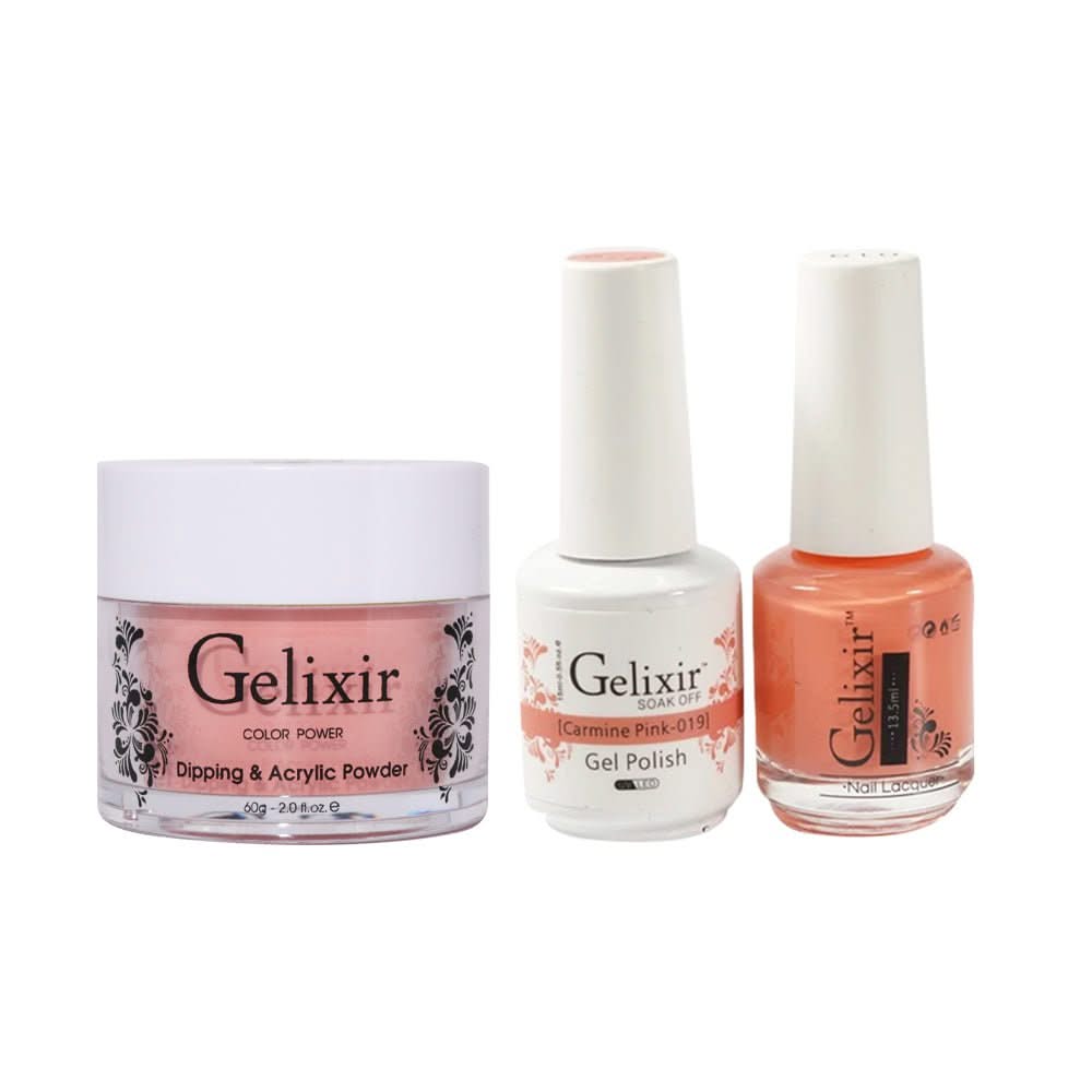 Gelixir 3 in 1 - 019 Carmine Pink - Acrylic & Dip Powder, Gel & Lacquer - DTK Nail Supply
