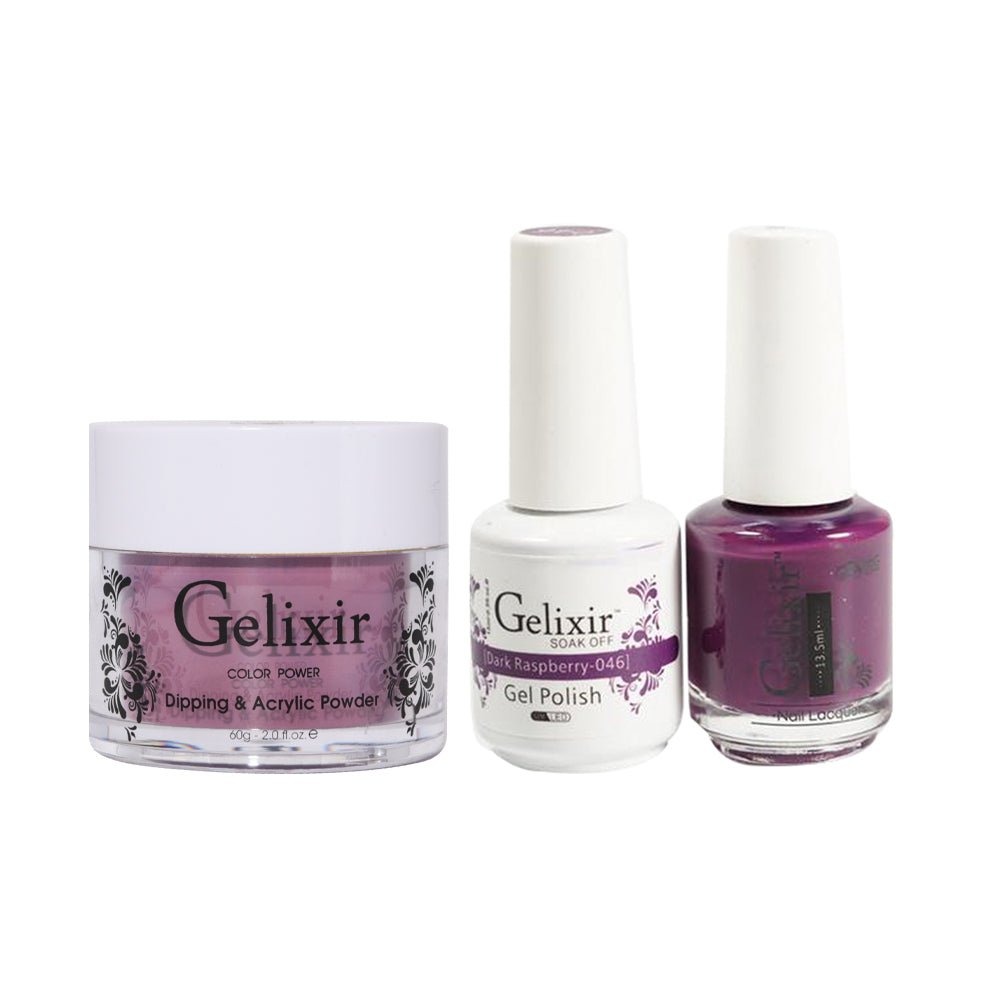 Gelixir 3 in 1 - 046 Dark Raspberry - Acrylic & Dip Powder, Gel & Lacquer - DTK Nail Supply