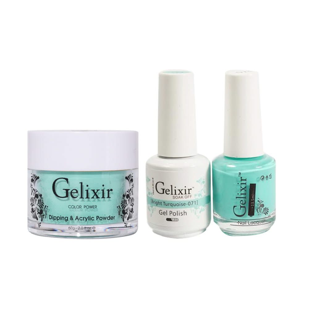Gelixir 3 in 1 - 071 Bright Turquoise - Acrylic & Dip Powder, Gel & Lacquer - DTK Nail Supply