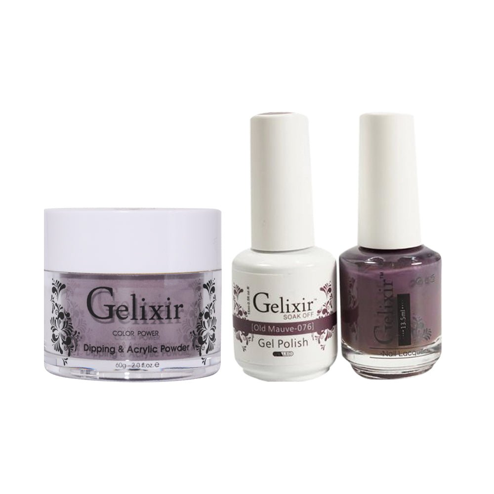 Gelixir 3 in 1 - 076 Old Mauve - Acrylic & Dip Powder, Gel & Lacquer - DTK Nail Supply