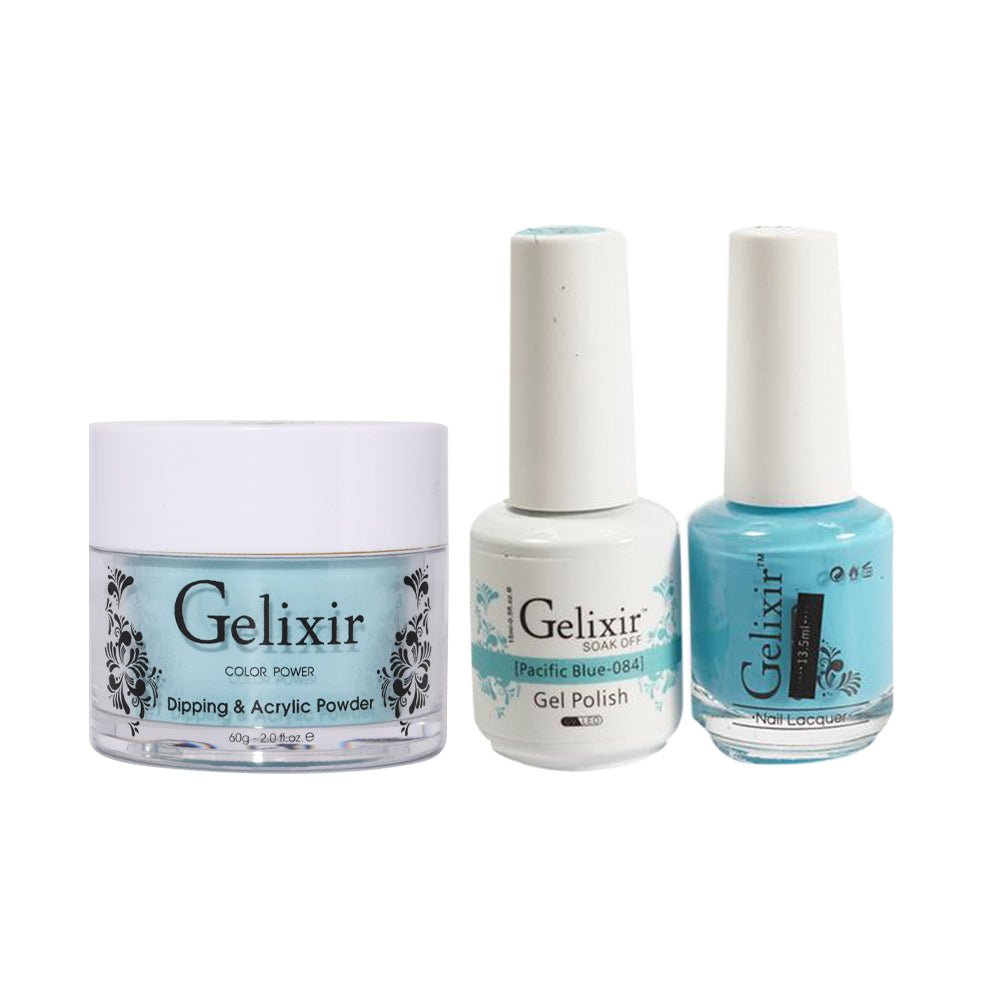 Gelixir 3 in 1 - 084 Pacific Blue - Acrylic & Dip Powder, Gel & Lacquer - DTK Nail Supply