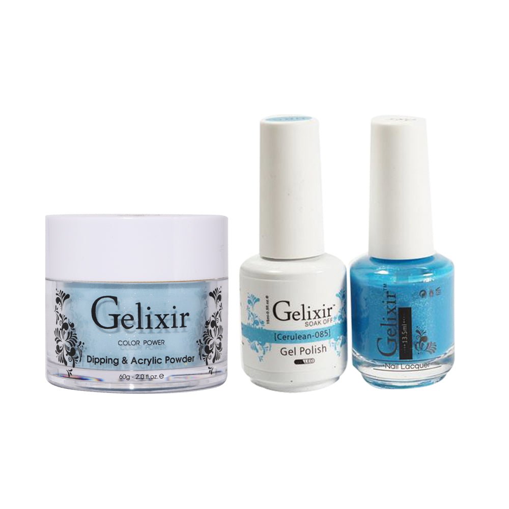 Gelixir 3 in 1 - 085 Cerulean - Acrylic & Dip Powder, Gel & Lacquer - DTK Nail Supply