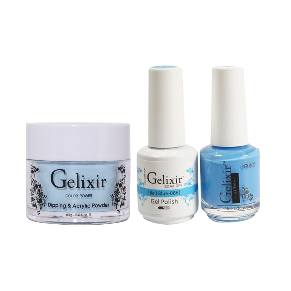 Gelixir 3 in 1 - 086 Ball Blue - Acrylic & Dip Powder, Gel & Lacquer - DTK Nail Supply