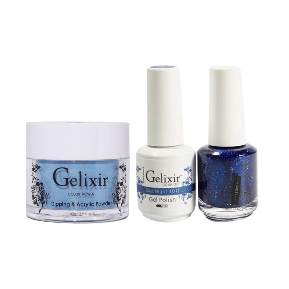 Gelixir 3 in 1 - 101 Sea Night - Acrylic & Dip Powder, Gel & Lacquer - DTK Nail Supply