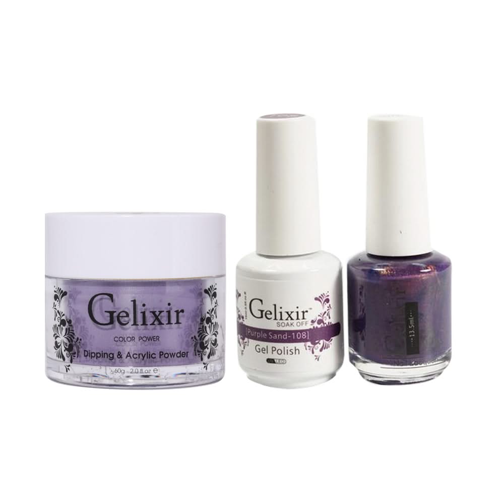 Gelixir 3 in 1 - 108 Purple Sand - Acrylic & Dip Powder, Gel & Lacquer - DTK Nail Supply