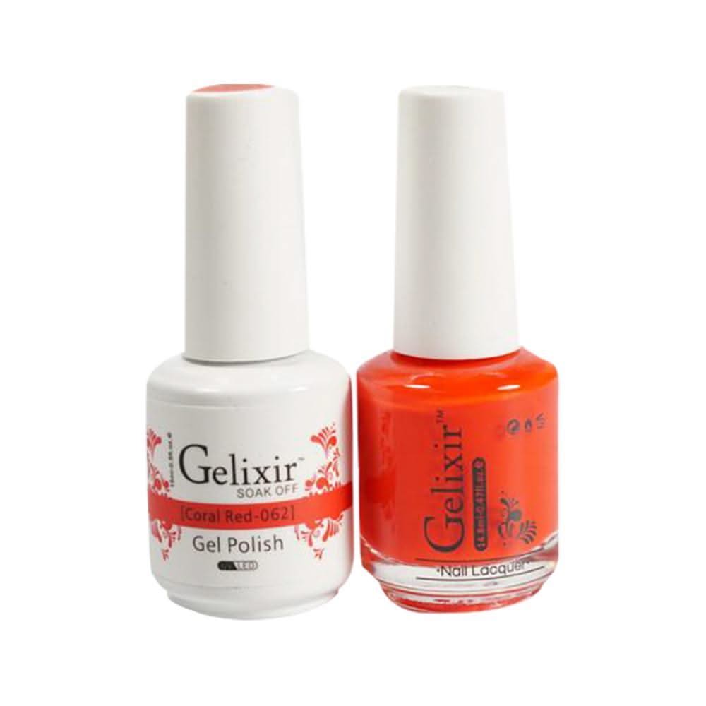 Gelixir Gel Nail Polish Duo - 062 - Coral Red - DTK Nail Supply