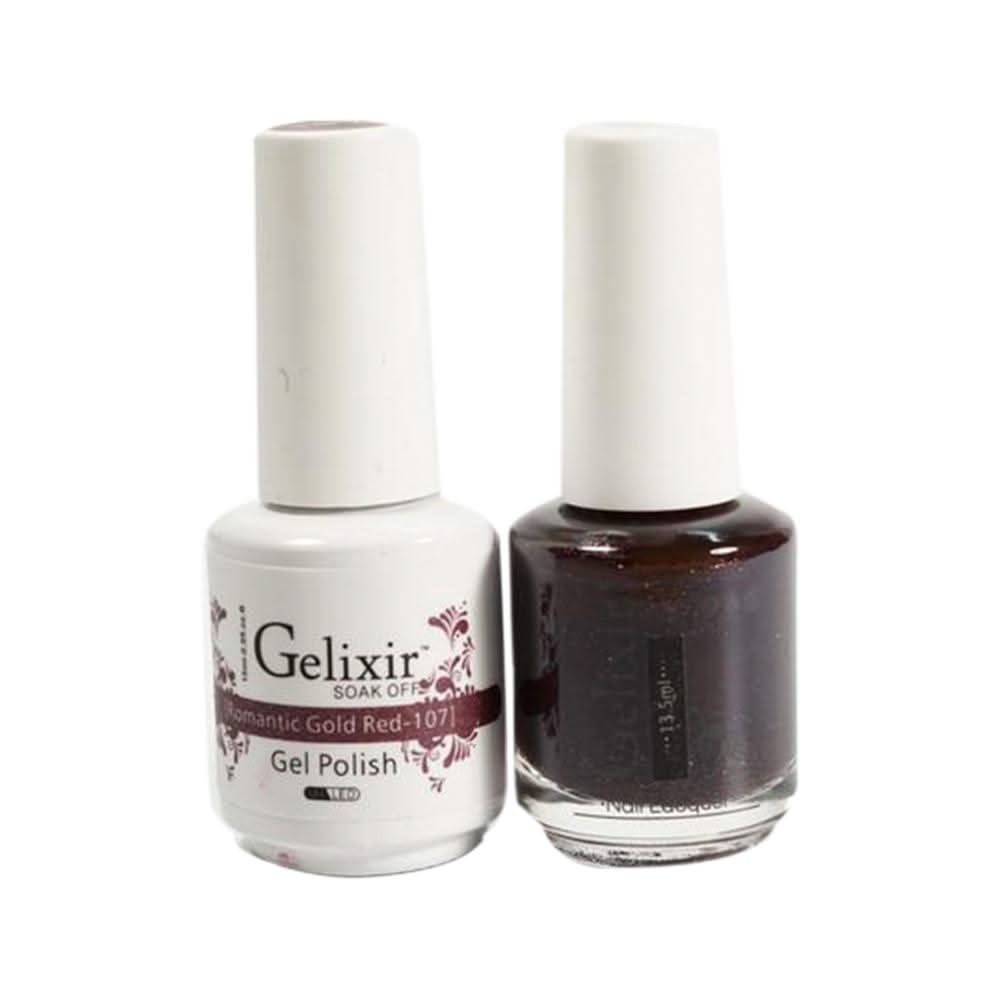 Gelixir Gel Nail Polish Duo - 107 - Romantic Gold Red - DTK Nail Supply