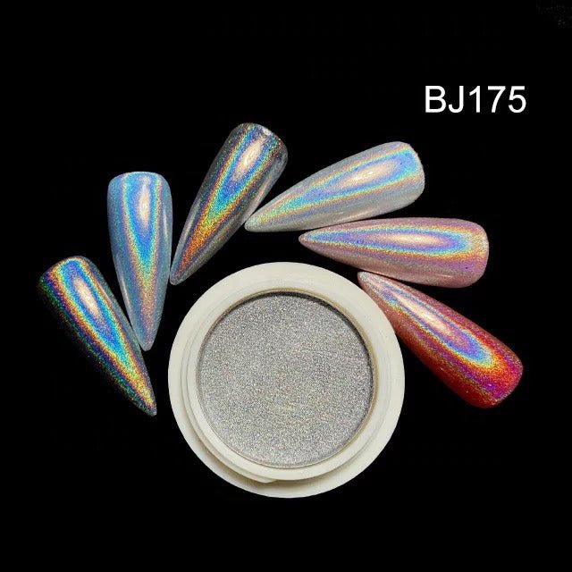 Golden & Silver Laser Holographic Chrome Pigment Powder - BJ165 + BJ175 - DTK Nail Supply