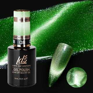 LDS 08 Malachite Green - Gel Polish 0.5 oz - Ice Crystal Cat Eyes