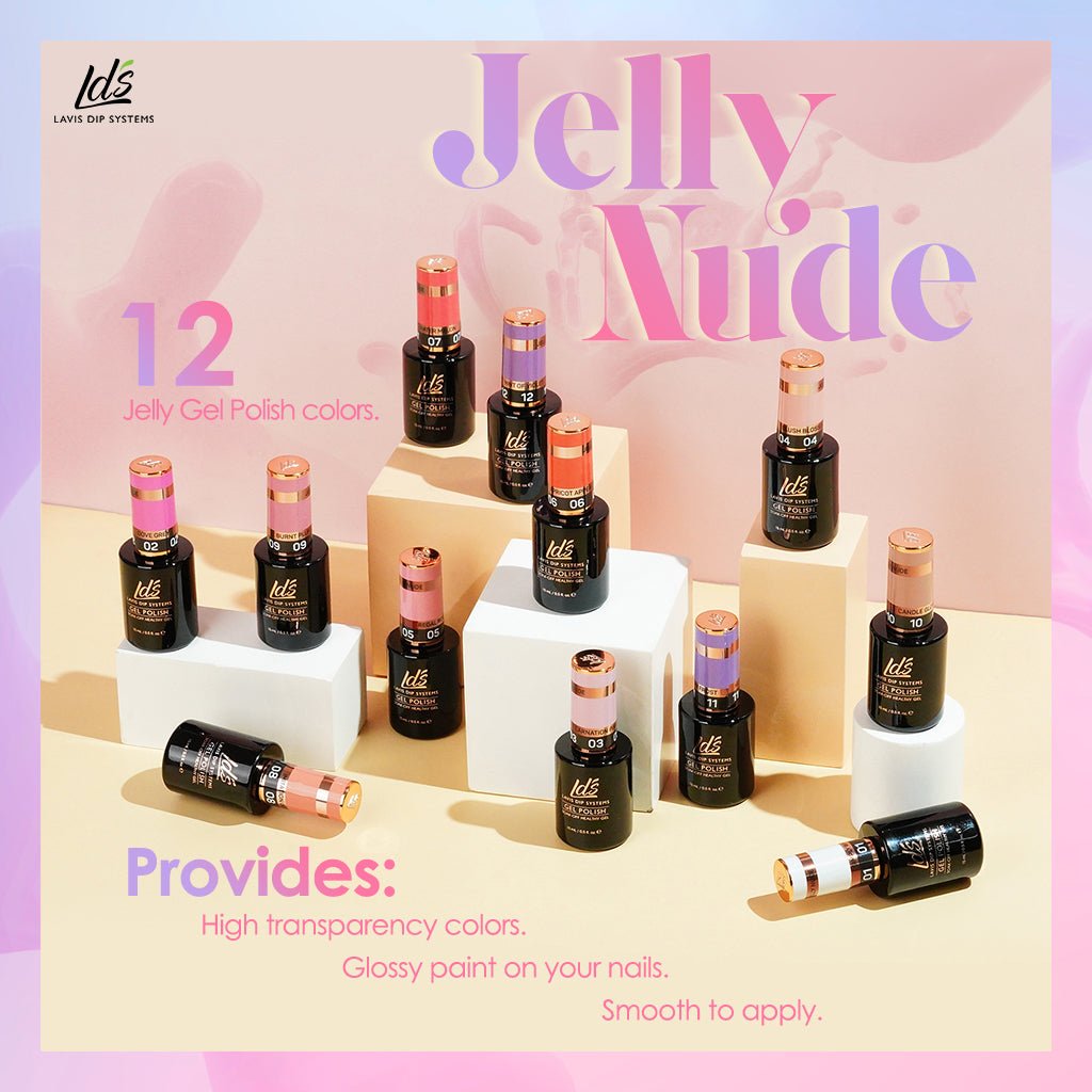 Jelly Gel Polish Colors - LDS 12 Hint of Violet - Nude Collection - DTK Nail Supply