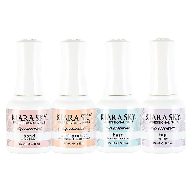 Kiara Sky Dipping Essential Kit - Bond, Base, Seal, Top - 0.5 oz - DTK Nail Supply