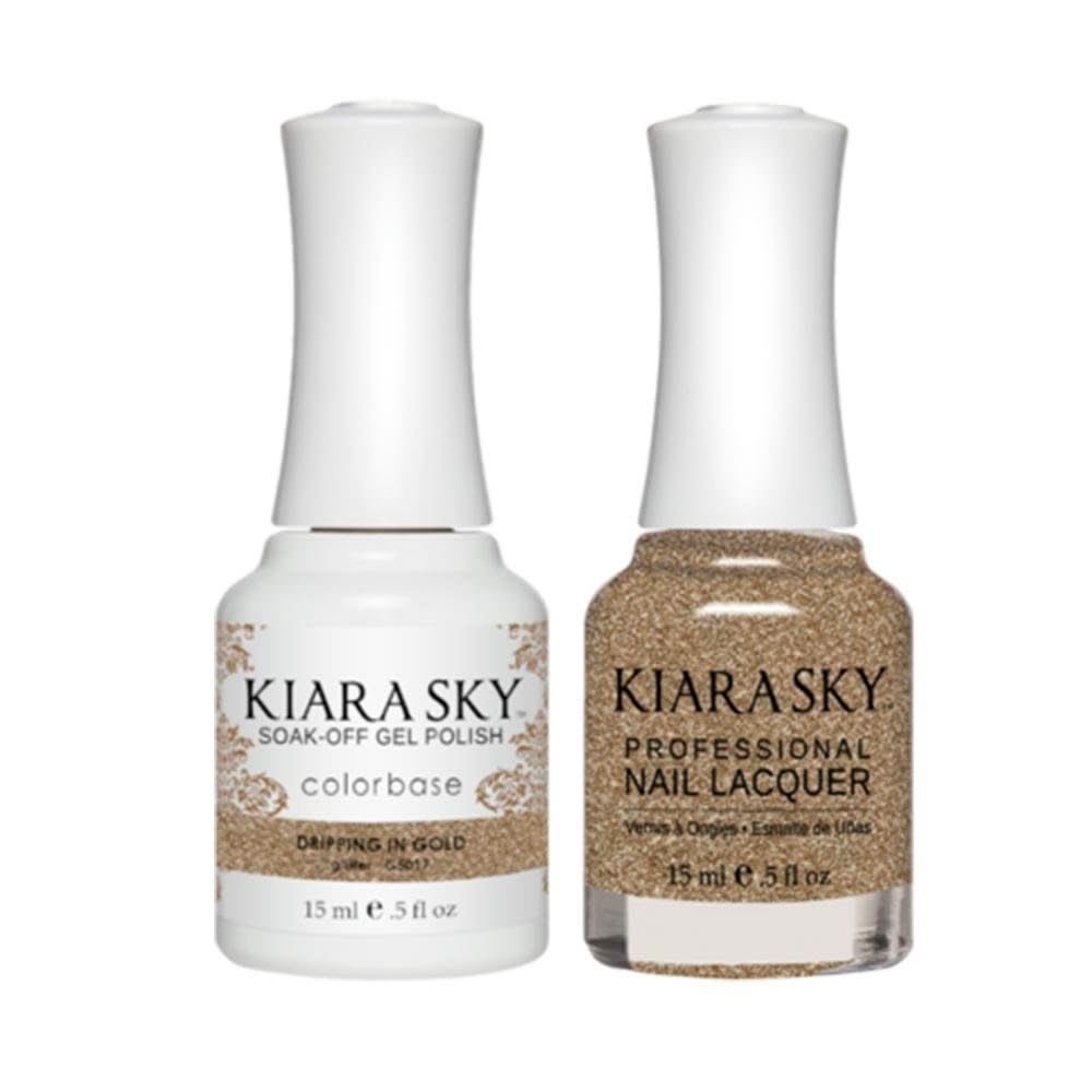 Kiara Sky Gel Nail Polish Duo - All - In - One - 5017 DRIPPING IN GOLD - DTK Nail Supply