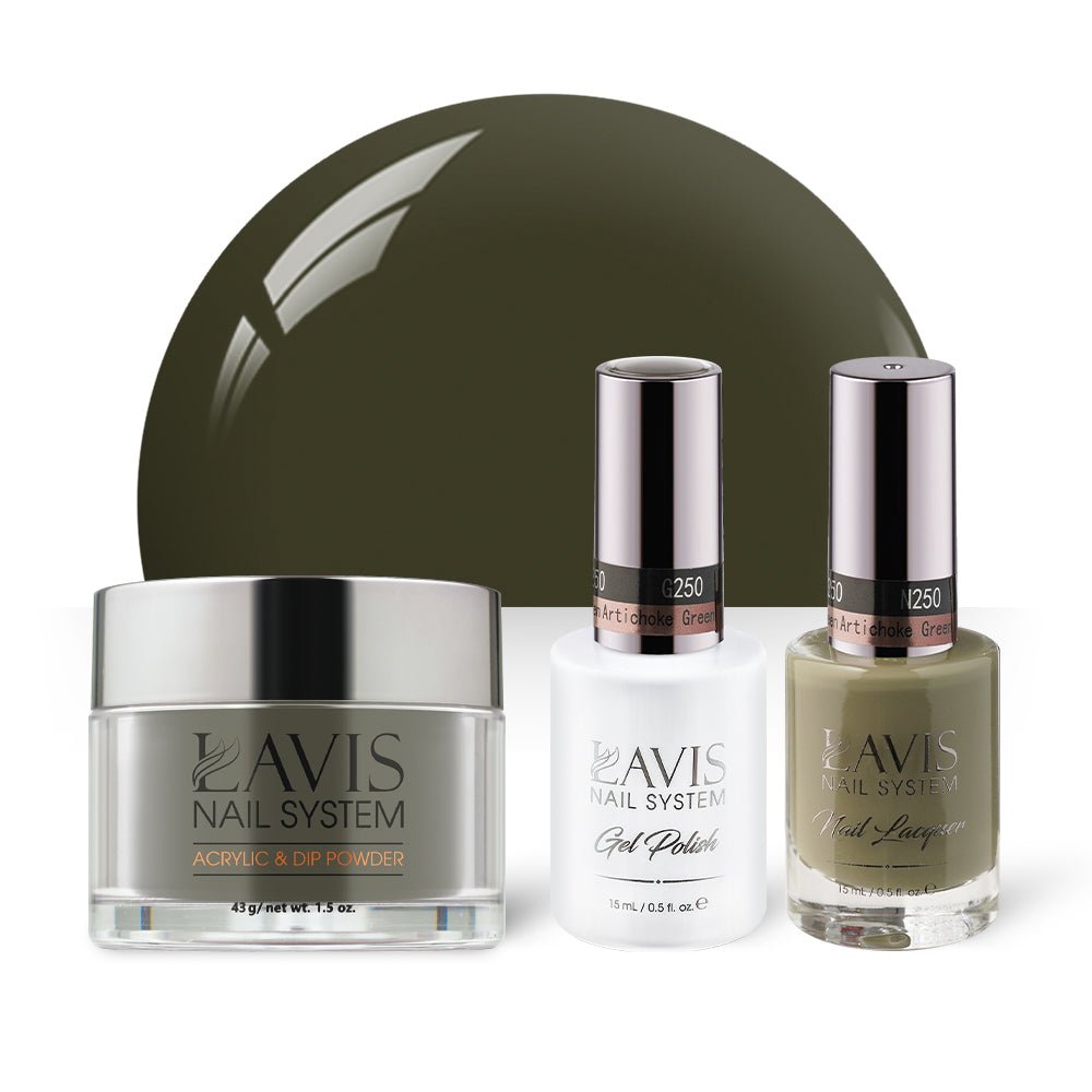 LAVIS 3 in 1 - 250 Artichoke Green - Acrylic & Dip Powder, Gel & Lacquer - DTK Nail Supply