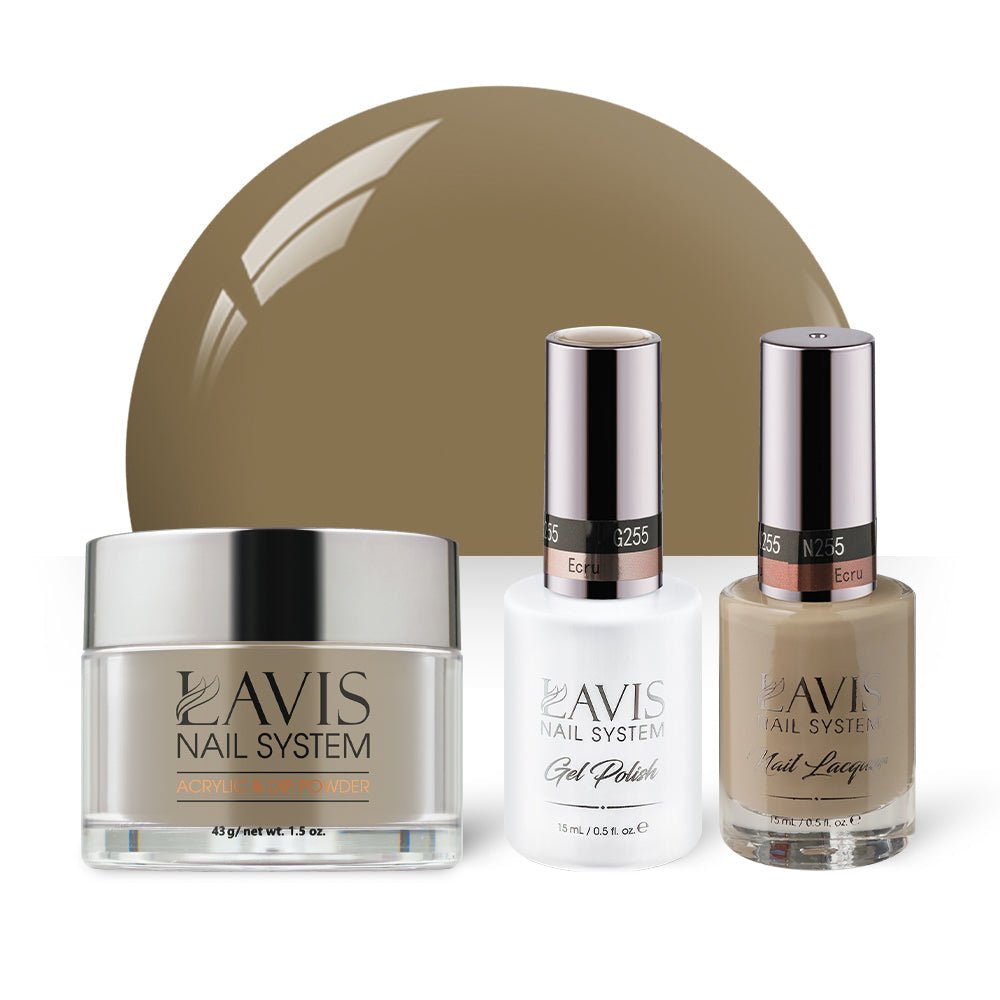 LAVIS 3 in 1 - 255 Ecru - Acrylic & Dip Powder, Gel & Lacquer - DTK Nail Supply