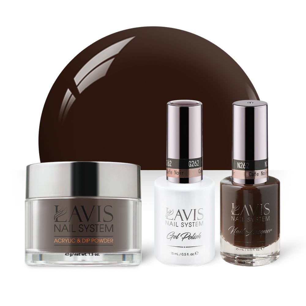 LAVIS 3 in 1 - 262 Cafe Noir - Acrylic & Dip Powder, Gel & Lacquer - DTK Nail Supply