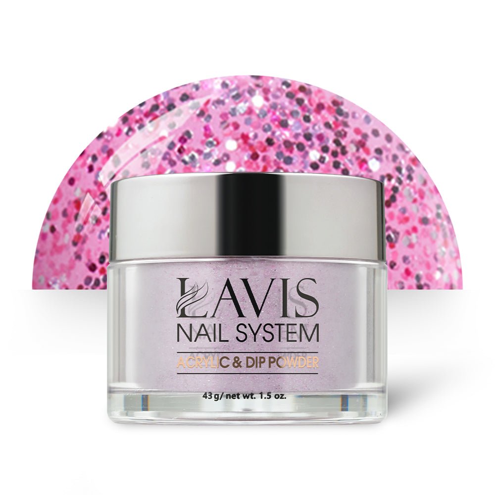 Lavis Acrylic Powder - 098 Pretty Pink Glitter - DTK Nail Supply