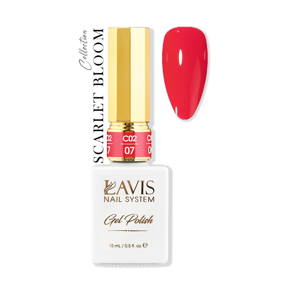 LAVIS C02 - 07 - Gel Polish 0.5 oz - Scarlet Bloom Collection - DTK Nail Supply