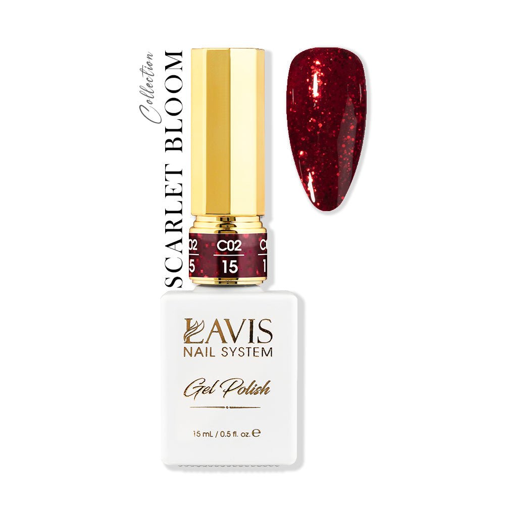 LAVIS C02 - 15 - Gel Polish 0.5 oz - Scarlet Bloom Collection - DTK Nail Supply