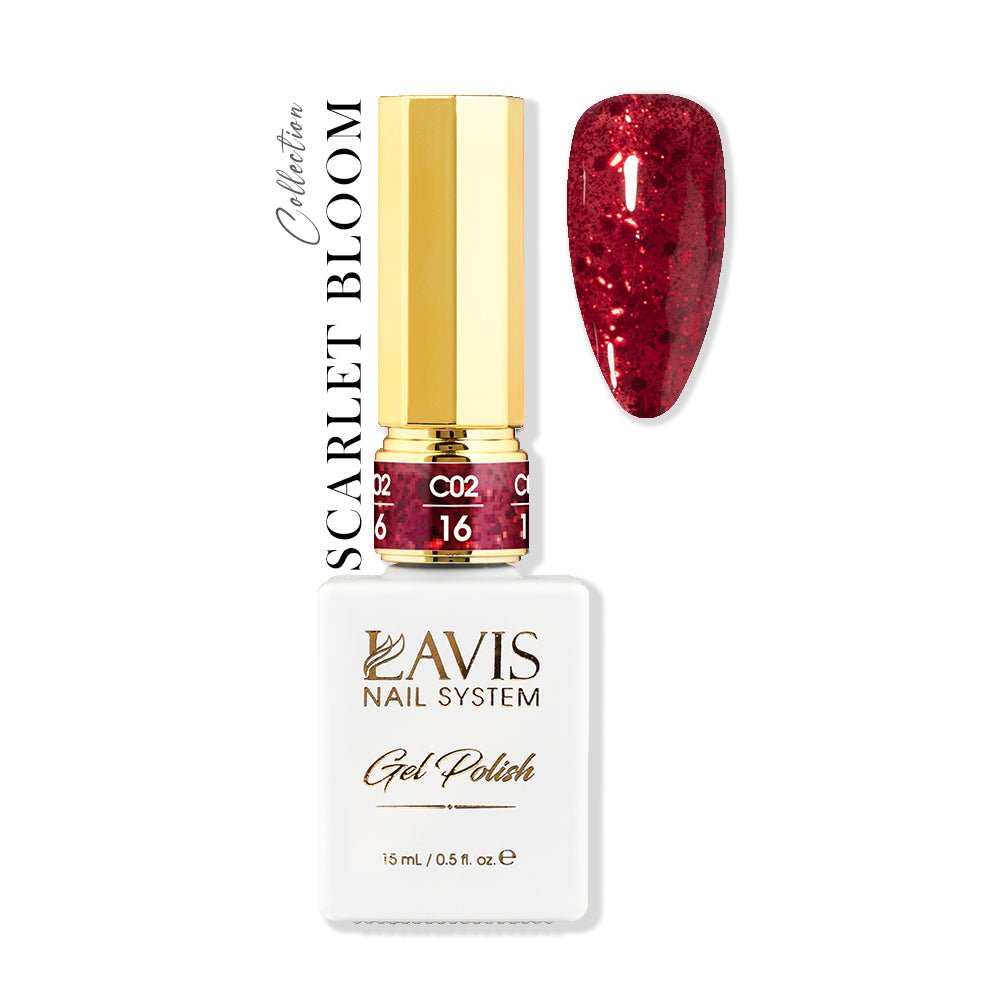 LAVIS C02 - 16 - Gel Polish 0.5 oz - Scarlet Bloom Collection - DTK Nail Supply