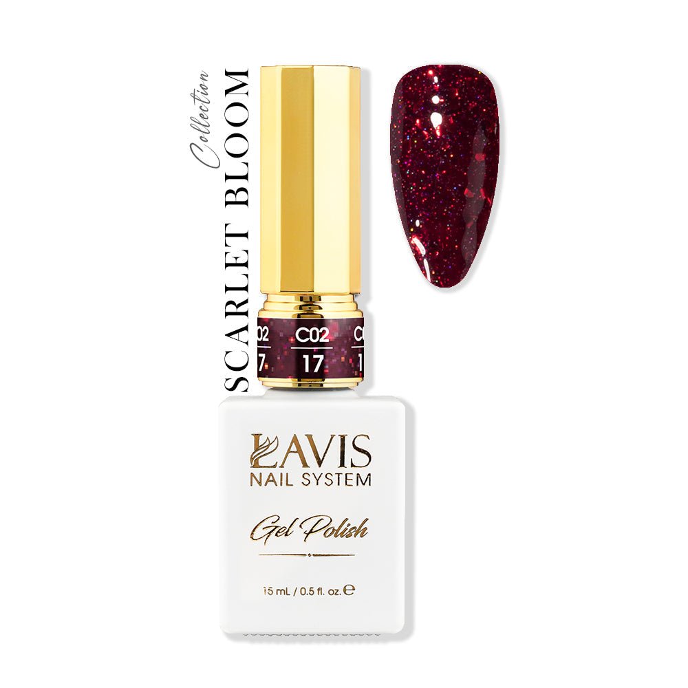 LAVIS C02 - 17 - Gel Polish 0.5 oz - Scarlet Bloom Collection - DTK Nail Supply