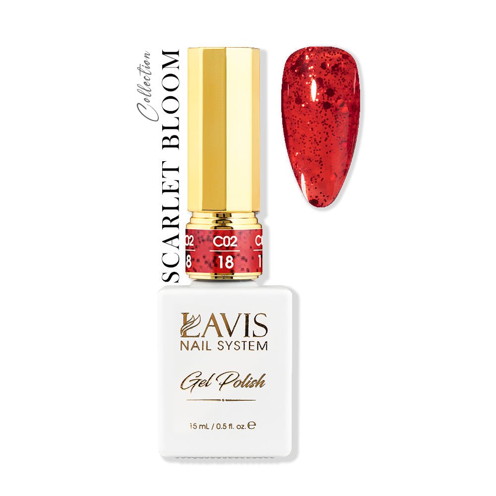 LAVIS C02 - 18 - Gel Polish 0.5 oz - Scarlet Bloom Collection - DTK Nail Supply