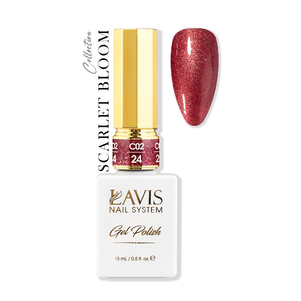 LAVIS C02 - 24 - Gel Polish 0.5 oz - Scarlet Bloom Collection - DTK Nail Supply