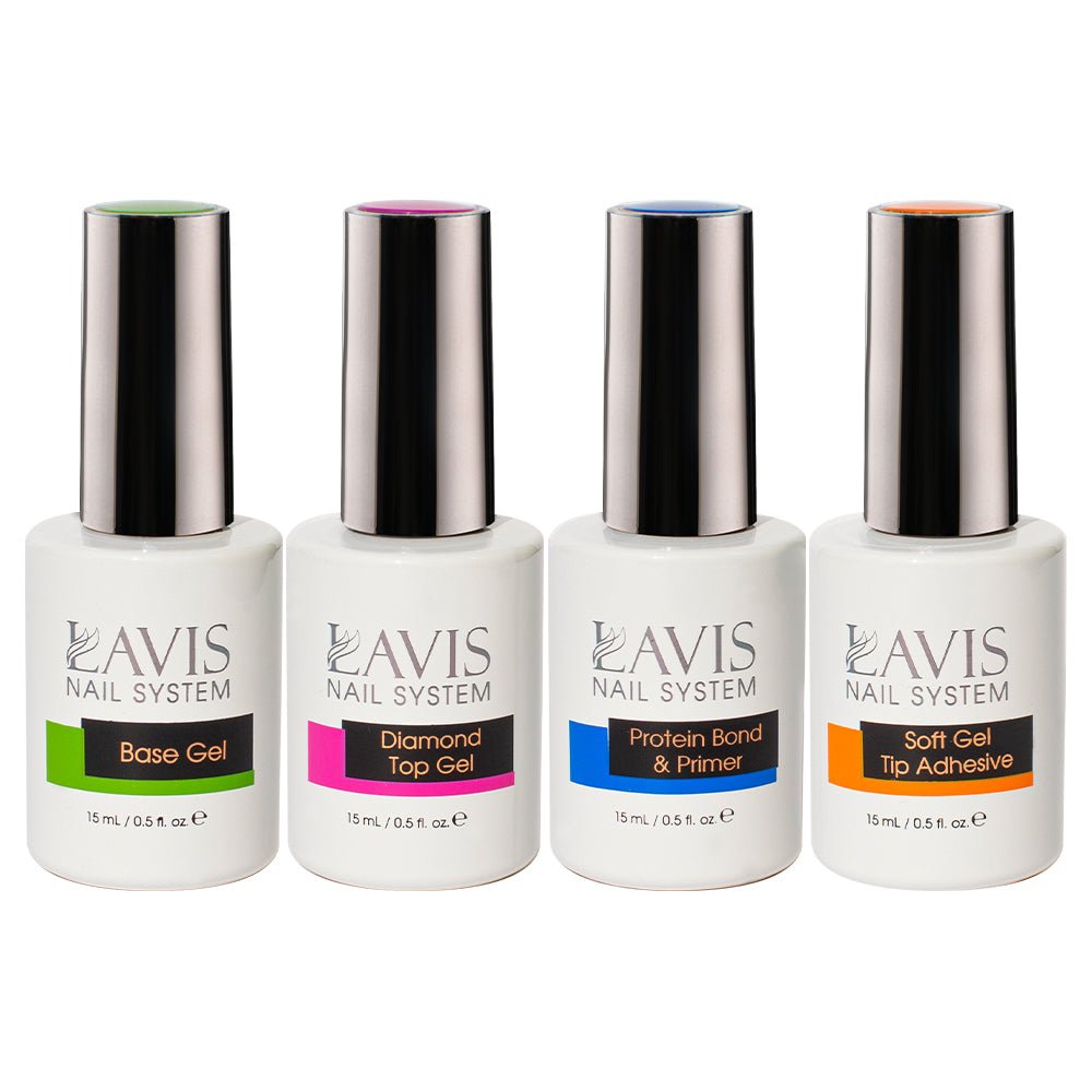 LAVIS Gel Base, Diamond Top, Protein Bond & Primer, Soft Gel Tip Adhesive - 0.5 oz - DTK Nail Supply