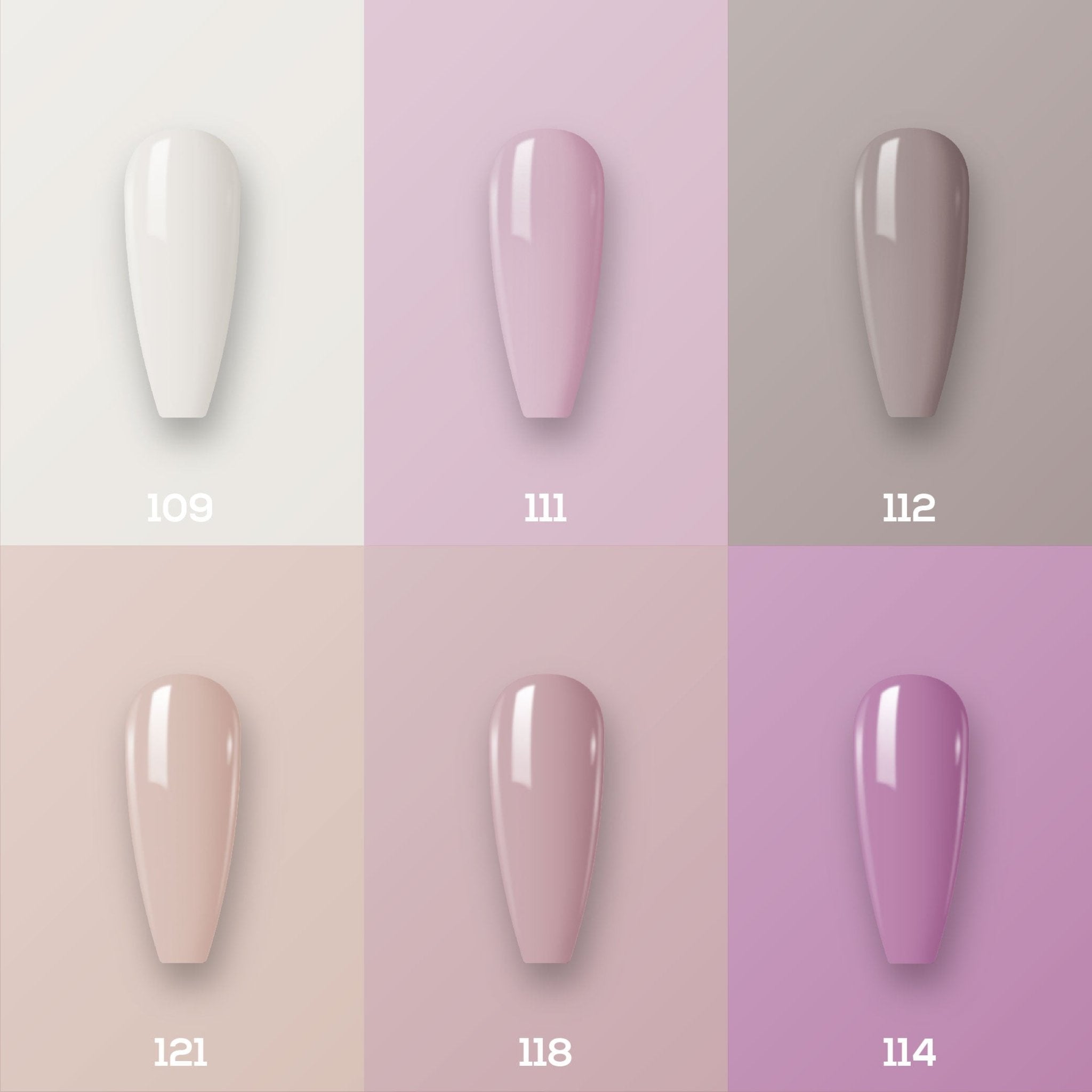 Lavis Gel Color Set 1 (6 colors): 109; 111; 112; 121; 118; 114 - DTK Nail Supply