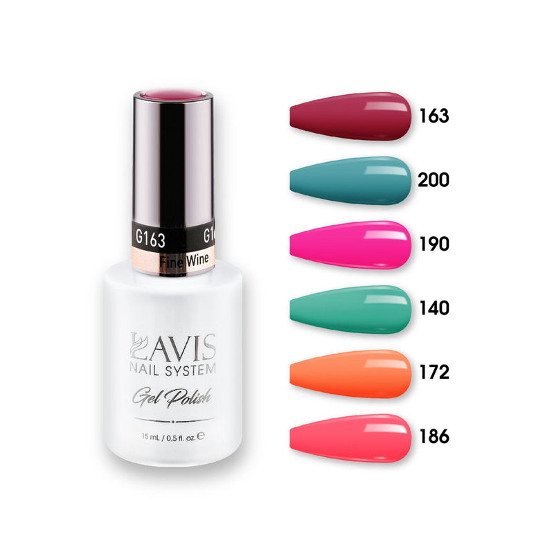 Lavis Gel Color Set 13 (6 colors): 163; 200; 190; 140; 172; 186 - DTK Nail Supply