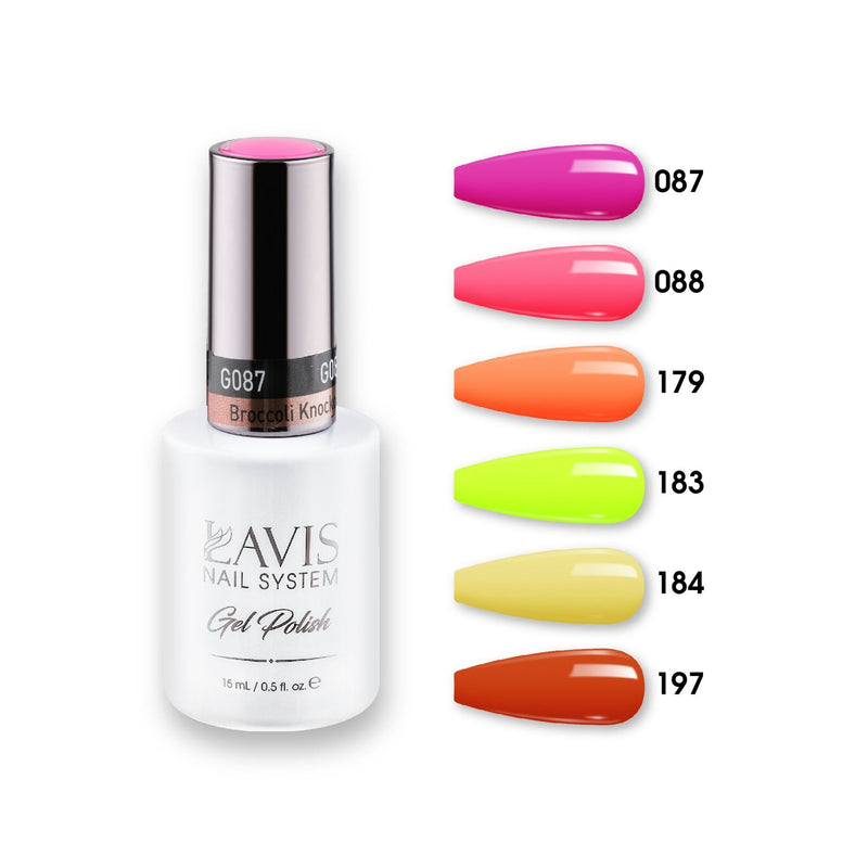 Lavis Gel Color Set 14 (6 colors): 087; 088; 179; 183; 184; 197 - DTK Nail Supply