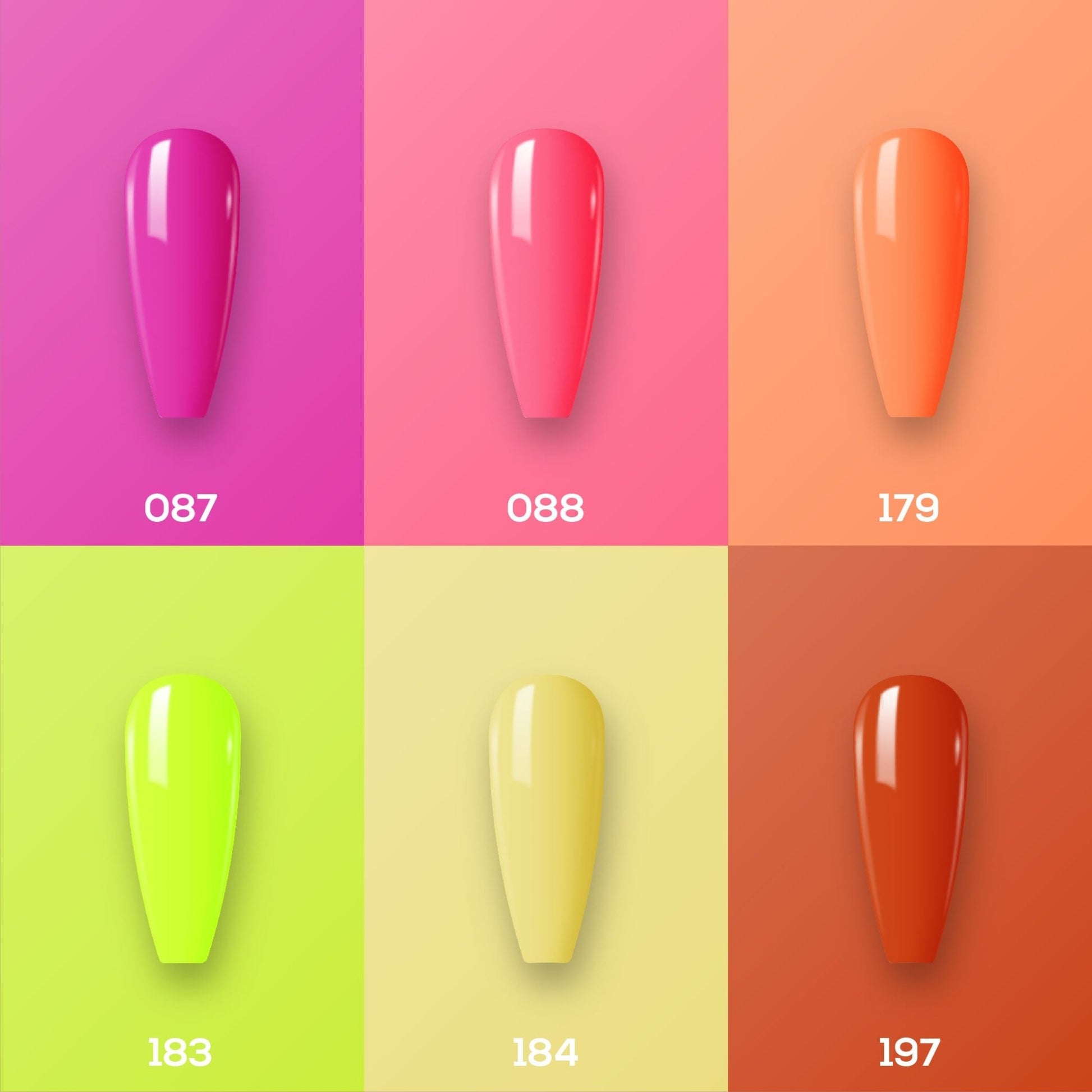 Lavis Gel Color Set 14 (6 colors): 087; 088; 179; 183; 184; 197 - DTK Nail Supply