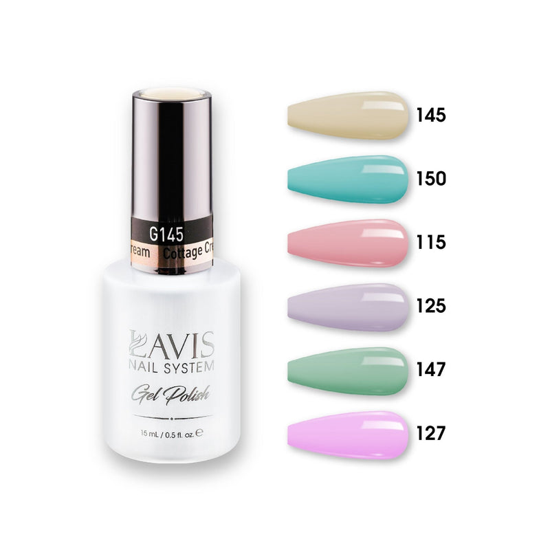 Lavis Gel Color Set 3 (6 colors): 145; 150; 115; 125; 147; 127 - DTK Nail Supply