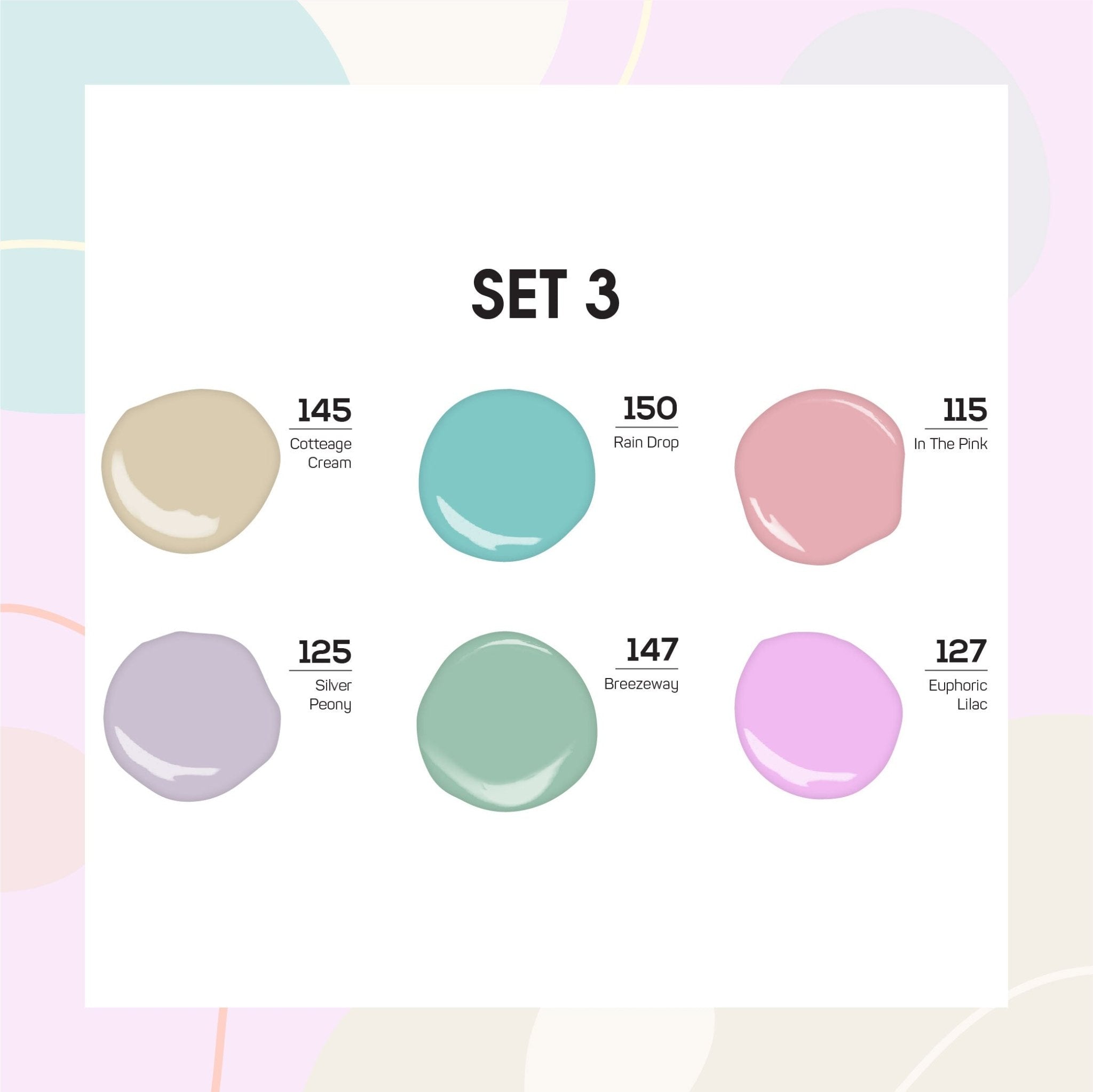 Lavis Gel Color Set 3 (6 colors): 145; 150; 115; 125; 147; 127 - DTK Nail Supply