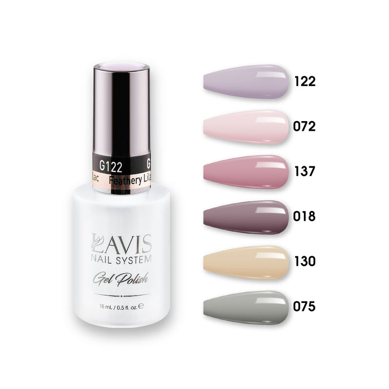 Lavis Gel Color Set 6 (6 colors): 122; 072; 137; 018; 130; 075 - DTK Nail Supply