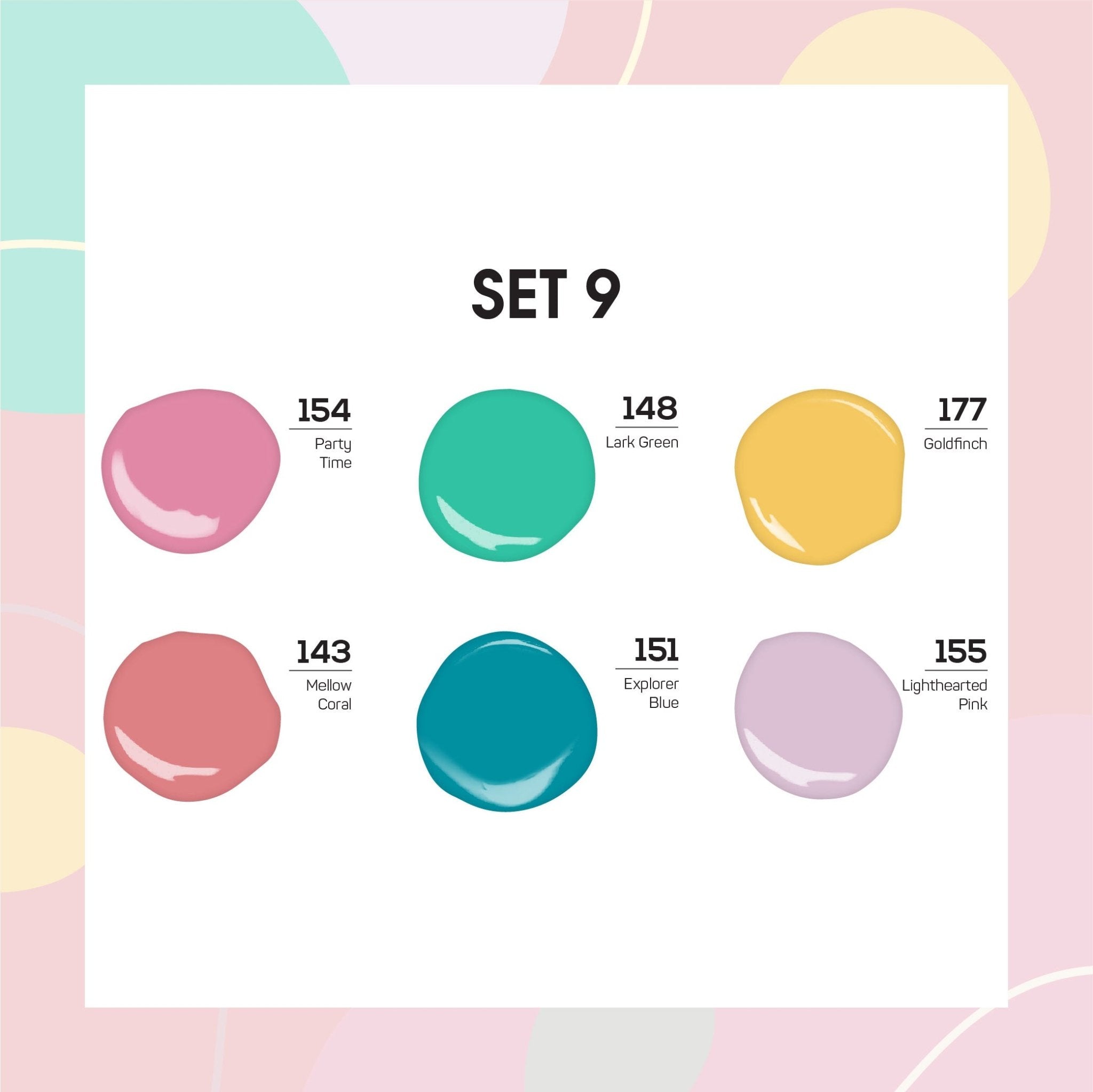 Lavis Gel Color Set 9 (6 colors): 154; 148; 177; 143; 151; 155 - DTK Nail Supply