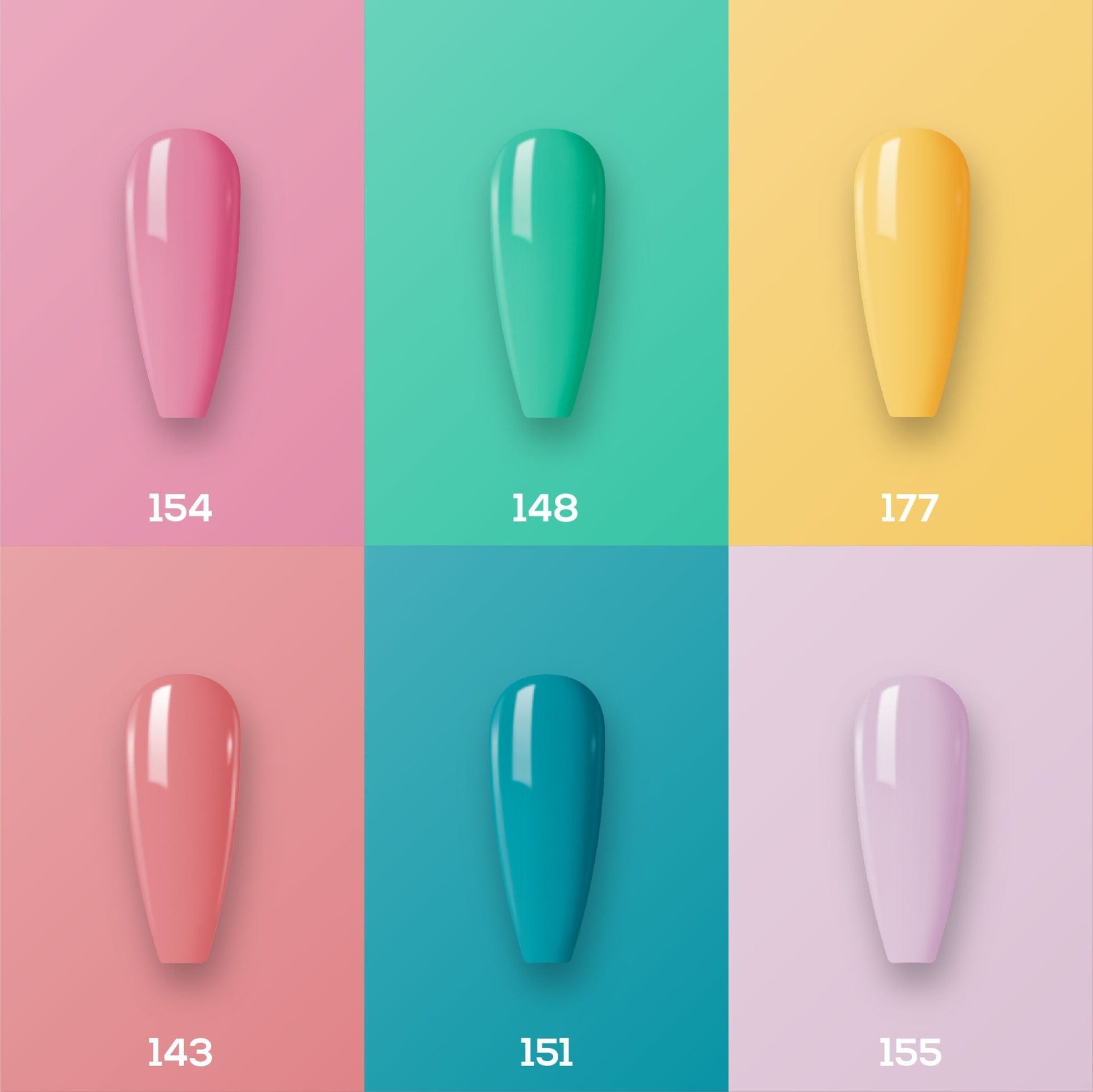 Lavis Gel Color Set 9 (6 colors): 154; 148; 177; 143; 151; 155 - DTK Nail Supply