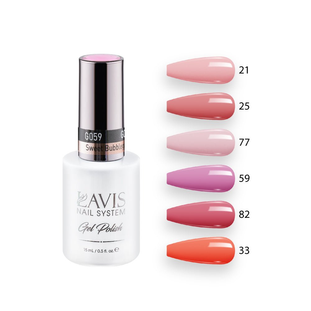 Lavis Gel Color Set G6 (6 colors): 021, 025, 077, 059, 082, 033 - DTK Nail Supply