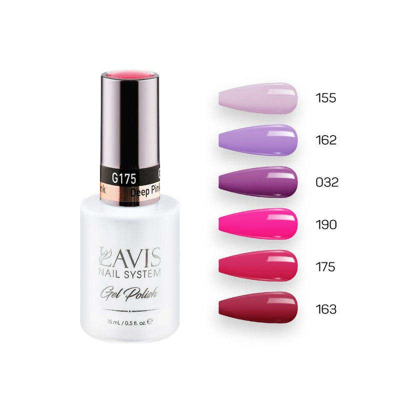 Lavis Gel Color Set G7 (6 colors): 155, 162, 032, 190, 175, 163 - DTK Nail Supply