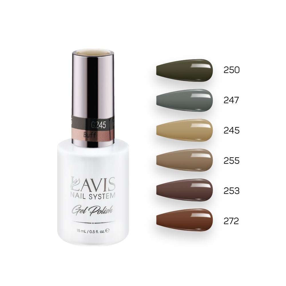 Lavis Gel Fall Color Set G1 (6 colors): 250, 247, 245, 255, 253, 272 - DTK Nail Supply